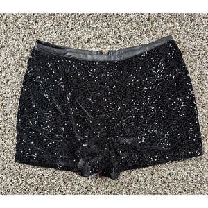Mimi Chica Womens Sz L High Waist Shorts Black All Over Sequin Party Festival